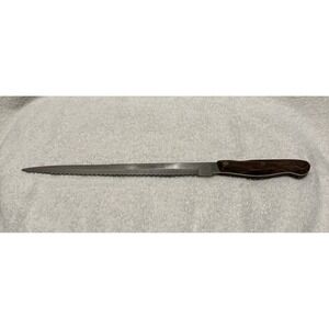LIFETIME CUTLERY Jet Cut 10.5" Serrated Wood‎ Handle Knife Stainless Japan D400